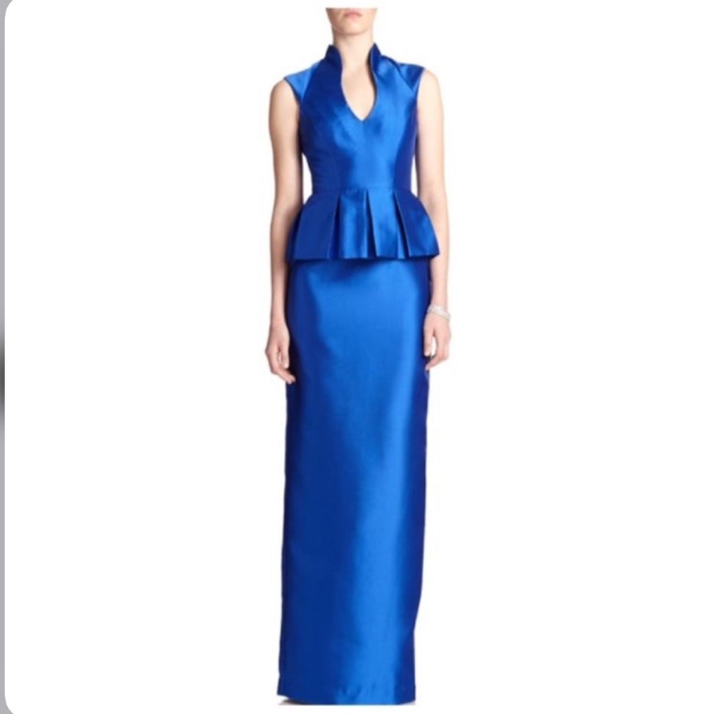 Black Halo Organdies Satin Peplum Dress